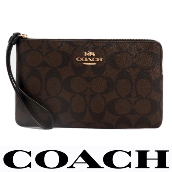 Coach Women’s Large Corner Zip Wristlet In Signature Canvas - Picture 3 of 16